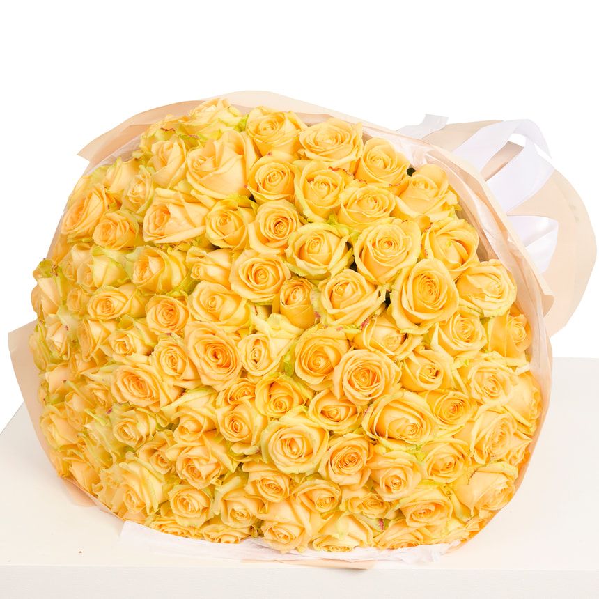 Букет "My hope" из 101 кремовой розы – заказать с доставкой