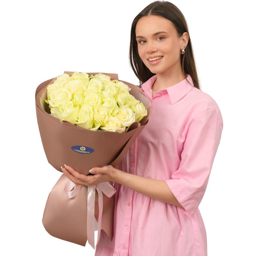 Monobouquet of 11 white roses "White Beauty" – delivery in Ukraine