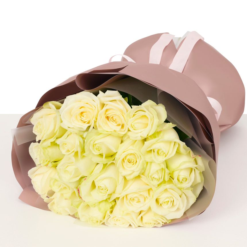 Monobouquet of 11 white roses "White Beauty" – order with delivery
