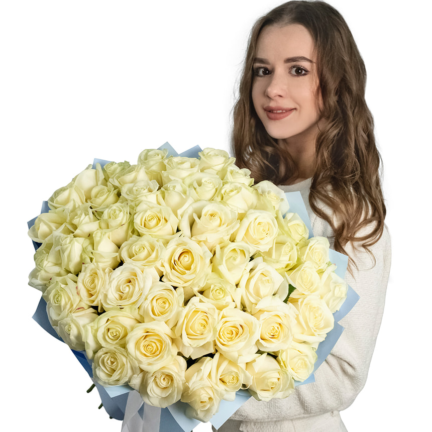 51 біла троянда – доставка по Україні