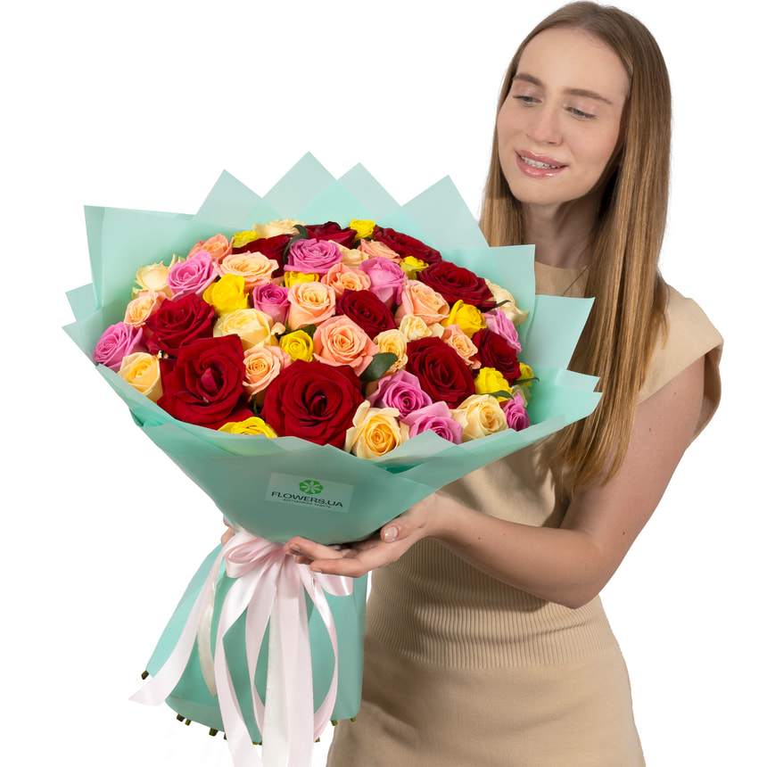 51 colored roses – delivery in Ukraine