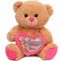 Ведмедик коричневий (з рожевим серцем) 30 см