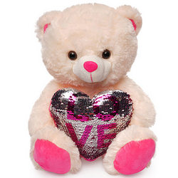 Ведмедик (серце в пайєтках) 20 см
