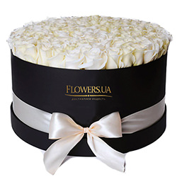 Квіти в коробці "101 біла троянда"