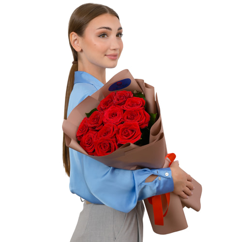 Букет з 11 червоних троянд