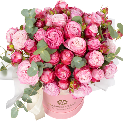 Композиція "9 рожевих піоновидних троянд"
