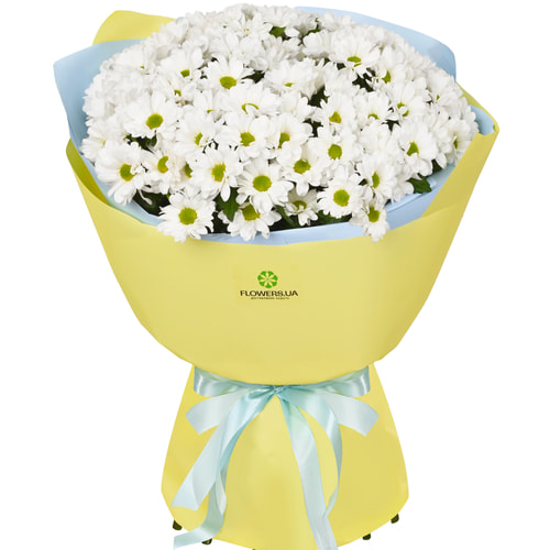 Букет "Безе" из 15 белых хризантем