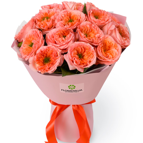 Монобукет "15 троянд Mandarin Expression"