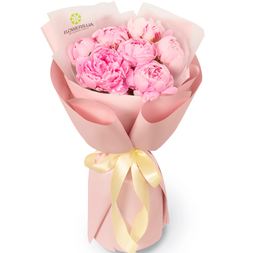 Монобукет "7 розовых пионов"