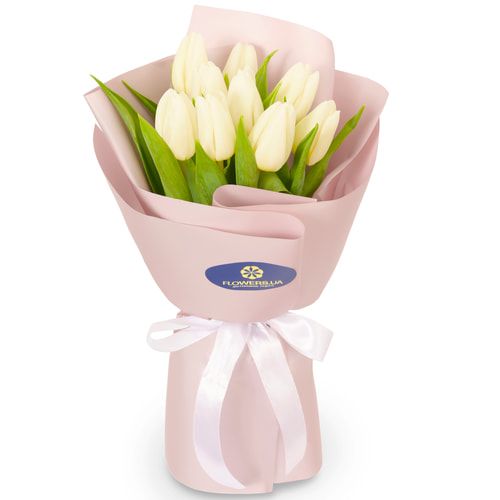 Мини-букет из 9 белых тюльпанов